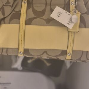 Coach Tan and Yellow Signature Satchwl